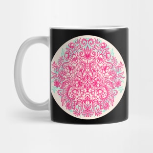Spring Arrangement - floral doodle in pink & mint Mug